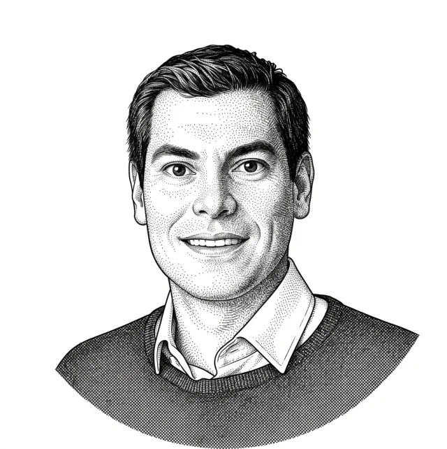 Victor del Rosal, a hedcut ink portrait